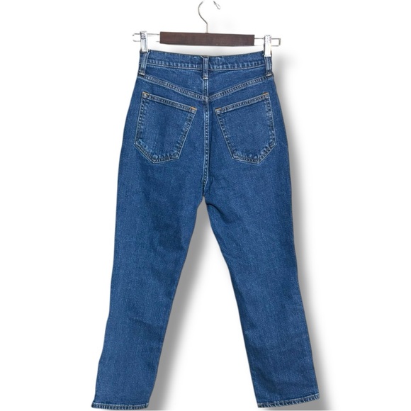 Abercrombie & Fitch Women's Straight Leg High Waist Jeans - Dark Indigo Blue - Picture 14 of 16